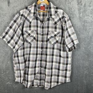 Planes western wear XL men’s gray plaid pearl snap short sleeve grunge western